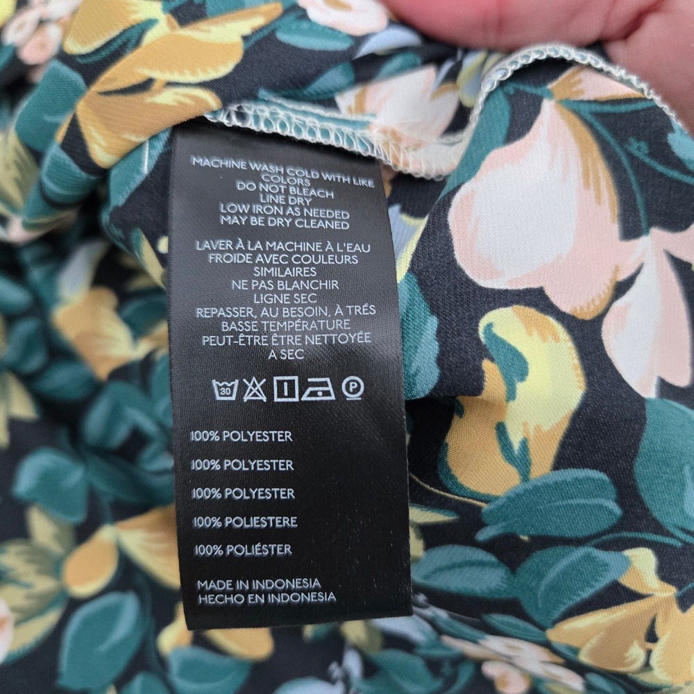 Pilcro Anthropologie Floral Peter Pan Collar Ruffle Blouse Green Mustard Small - Picture 8 of 9